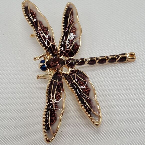 🔹️NWOT Purple & Gold Plated Dragonfly Scarf Pin/Brooch - Picture 1 of 8